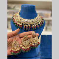 Hira Collections Gold Plated Royal Kundan Stone And Pearl Gold Plated Necklace Set