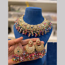 Hira Collections Gold Plated Royal Kundan Stone And Pearl Gold Plated Necklace Set