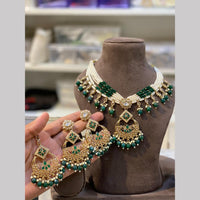 Hira Collections Gold Plated Royal Kundan Stone And Beads Necklace Set
