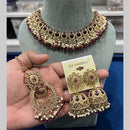 Hira Collections Gold Plated Royal Crystal Stone And Pearl Necklace Set