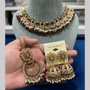 Hira Collections Gold Plated Royal Crystal Stone And Pearl Necklace Set