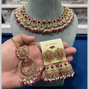 Hira Collections Gold Plated Royal Crystal Stone And Pearl Necklace Set
