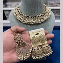 Hira Collections Gold Plated Royal Crystal Stone And Pearl Necklace Set