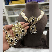 Hira Collections Gold Plated Royal Crystal Stone And Pearl Necklace Set