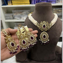 Hira Collections Gold Plated Royal Crystal Stone And Pearl Necklace Set