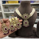 Hira Collections Gold Plated Royal Crystal Stone And Pearl Necklace Set