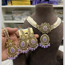 Hira Collections Gold Plated Royal Crystal Stone And Pearl Necklace Set