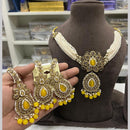 Hira Collections Gold Plated Royal Crystal Stone And Pearl Necklace Set