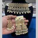 Hira Collections Gold Plated Royal Crystal Stone And Pearl Necklace Set