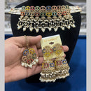 Hira Collections Gold Plated Royal Crystal Stone And Pearl Necklace Set