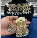 Hira Collections Gold Plated Royal Crystal Stone And Pearl Necklace Set