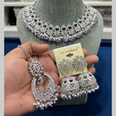 Hira Collections Silver Plated Royal Crystal Stone And Pearl Necklace Set