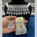 Hira Collections Silver Plated Royal Crystal Stone And Pearl Necklace Set