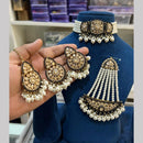 Hira Collections Gold Plated Royal Crystal Stone And Pearl Choker Necklace Set