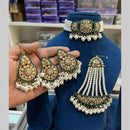 Hira Collections Gold Plated Royal Crystal Stone And Pearl Choker Necklace Set