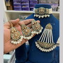 Hira Collections Gold Plated Royal Crystal Stone And Pearl Choker Necklace Set