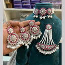 Hira Collections Silver Plated Royal Crystal Stone And Pearl Choker Necklace Set