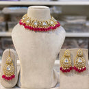 Hira Collections Gold Plated Royal Kundan Stone And Beads Necklace Set
