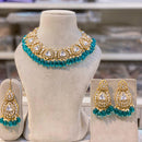 Hira Collections Gold Plated Royal Kundan Stone And Beads Necklace Set