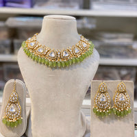 Hira Collections Gold Plated Royal Kundan Stone And Beads Necklace Set
