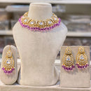 Hira Collections Gold Plated Royal Kundan Stone And Beads Necklace Set