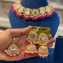 Hira Collections Gold Plated Royal Kundan Stone And Beads Necklace Set