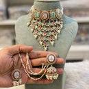 Hira Collections Gold Plated Crystal And Beads Choker Necklace Set