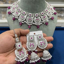 Hira Collections Silver Plated Crystal Beads Necklace Set