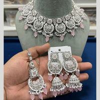 Hira Collections Silver Plated Crystal Beads Necklace Set