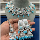 Hira Collections Silver Plated Crystal Beads Necklace Set