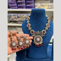 Hira Collections Gold Plated Polki Kundan And Beads Necklace Set