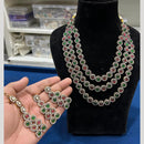 Hira Collection Gold Plated Pota Stone Necklace Set