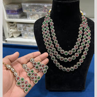 Hira Collection Gold Plated Pota Stone Necklace Set