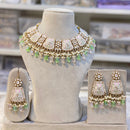 Hira Collection Gold Plated Kundan Stone And Beads Meenakari Choker Necklace Set