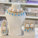 Hira Collection Gold Plated Kundan Stone And Beads Meenakari Choker Necklace Set