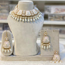 Hira Collection Gold Plated Kundan Stone And Beads Meenakari Choker Necklace Set