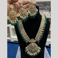Hira Collections Gold Plated Kundan Stone And Pearls Beads Necklace Set