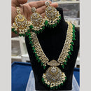 Hira Collections Gold Plated Kundan Stone And Pearls Beads Necklace Set