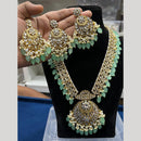 Hira Collections Gold Plated Kundan Stone And Pearls Beads Necklace Set
