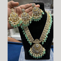 Hira Collections Gold Plated Kundan Stone And Pearls Beads Necklace Set