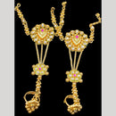 Hira Collections Gold Plated Crystal Stone Hand Harness