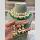 Hira Collections Gold Plated Kundan Stone And Pearls Beads Necklace Set