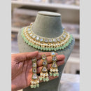 Hira Collections Gold Plated Kundan Stone And Pearls Beads Necklace Set