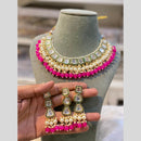 Hira Collections Gold Plated Kundan Stone And Pearls Beads Necklace Set