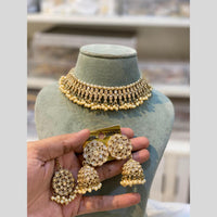 Hira Collections Gold Plated Crystal And Beads Choker Necklace Set