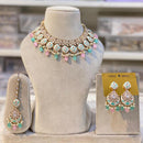 Hira Collections Gold Plated Kundan Stone And Pearls Beads Meenakari Necklace Set