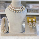 Hira Collections Gold Plated Kundan Stone And Pearls Beads Meenakari Necklace Set