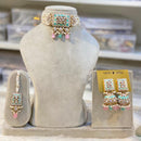 Hira Collections Gold Plated Kundan Stone And Pearls Beads Meenakari Choker Necklace Set