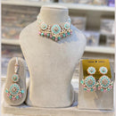 Hira Collections Gold Plated Kundan Stone And Pearls Beads Meenakari Necklace Set