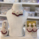 Hira Collections Gold Plated Kundan Stone And Pearls Beads Meenakari Necklace Set